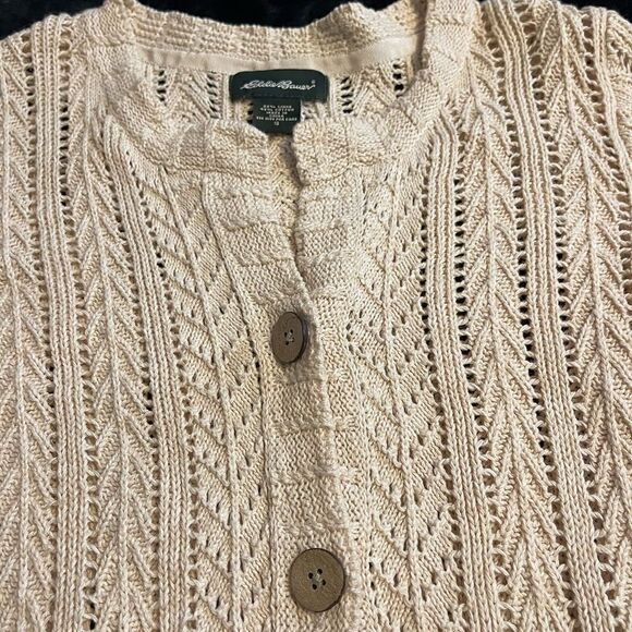 Eddie Bauer‎ beige cardigan sweater 55% linen, size small - Picture 5 of 15